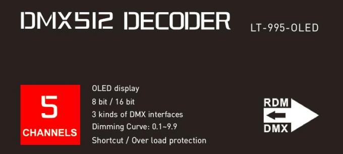 6A * 5 Kanalen Geleide Dmx-Decoder voor Geleide Facultatieve Lichtenresolutie met 16 bits/met 8 bits 1