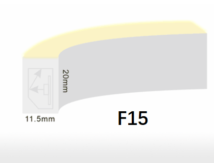 Flex Neon-LEIDENE Strook F15 SPI 24VDC 12W/Meter UV Bestand pvc met Vorminjectie 0