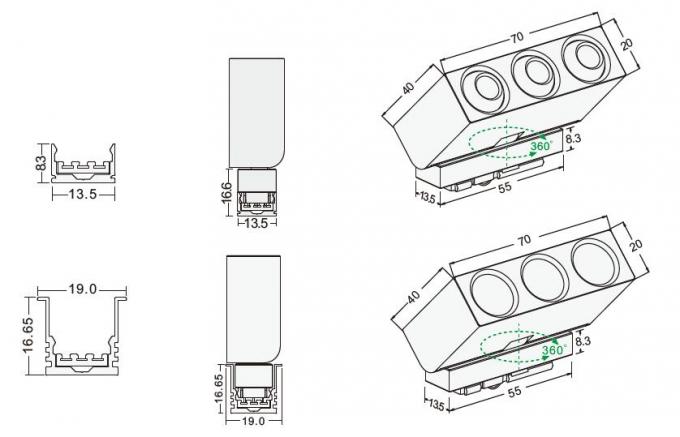 Lenstype of Reflectortype Mini LEIDENE Lineaire Verlichting met 3 LEDs in 1 Spoorhoofd 2