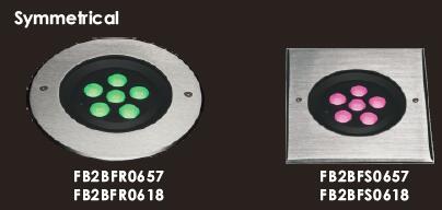 Het Asymmetrische LEIDENE van FC2BFR0657 FC2BFS0657 6 * 2W Licht van Inground met 173 * 173mm SUS316 Roestvrij staal Vierkant Front Cover 1