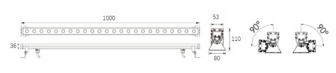20*2W 1000mm van de Decoratieve Lineaire LEIDENE de Bar Muurwasmachine, van de LEIDENE de Vloedlicht Muurwas 0