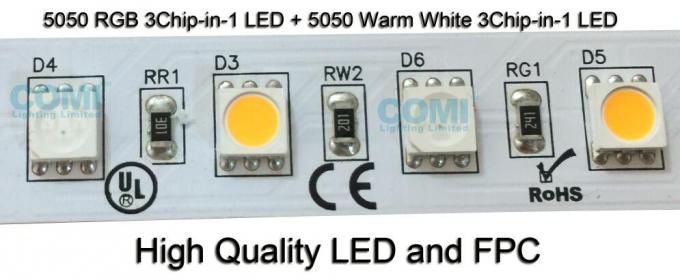 24V RGB + Warme Witte Flexibele LEIDENE Strooklichten 72 Aanvaardbaar OEM/ODM van LEDs/M 1