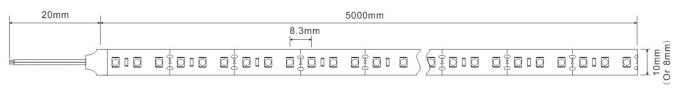 Hoge R9 Waarde CRI 90 3528 Flexibele LEIDEN Strooklicht 10mm FPC 120LEDs/m SDCM < 3 0