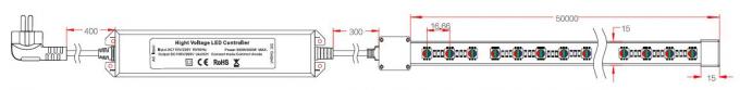 6W / M 5050 RGB LEIDENE van Reischip high voltage Strook Lichte IP67 met AC RGB Controlemechanisme 2